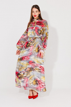 Платье NikVa 535 красно-жёлтый - фото 1