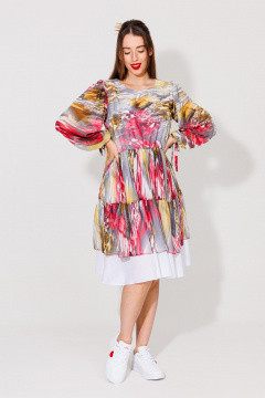 Платье NikVa 536 красно-жёлтый - фото 1