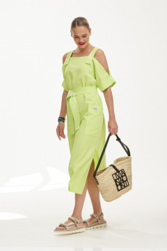Сарафан из льна с ярким цветочным принтом и коротким рукавом Твой имидж 1849 лайм - фото 5