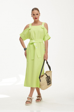 Сарафан из льна с ярким цветочным принтом и коротким рукавом Твой имидж 1849 лайм - фото 4