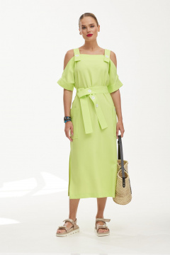 Сарафан из льна с ярким цветочным принтом и коротким рукавом Твой имидж 1849 лайм - фото 3