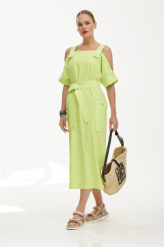 Сарафан из льна с ярким цветочным принтом и коротким рукавом Твой имидж 1849 лайм - фото 1