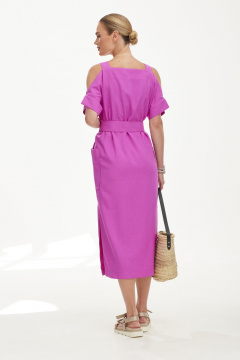 Сарафан с накладными карманами и поясом из ткани Твой имидж 1851 сирень - фото 2