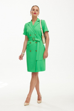 Платье на каждый день из льна с складками Твой имидж 1854 зеленый - фото 5