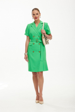 Платье на каждый день из льна с складками Твой имидж 1854 зеленый - фото 1