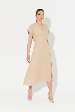 Платье А- силуэта с разрезом и отрезной линией Ketty К-06480 бежевый - фото 4