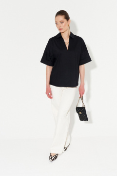 Свободная блуза с воротником и коротким рукавом Ketty К-14540 черный - фото 4