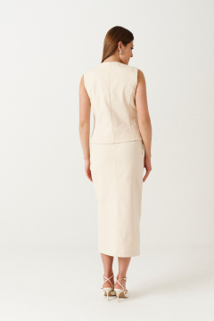 Бежевый джинсовый жилет с прорезными карманами Ketty К-16538 светло-бежевый - фото 4