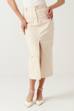 Полукарандашная юбка из эко-джинса с разрезом Ketty К-16950 светло-бежевый - фото 5