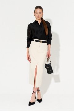 Полукарандашная юбка из эко-джинса с разрезом Ketty К-16950 светло-бежевый - фото 1