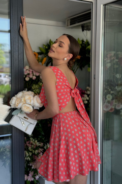 Нарядное короткое платье с бантом и запахом из текстиля Dilana VIP 2037 - фото 3