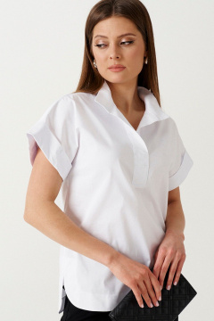 Свободная блуза из натурального полотна с воротником Ketty К-14940 белый - фото 2