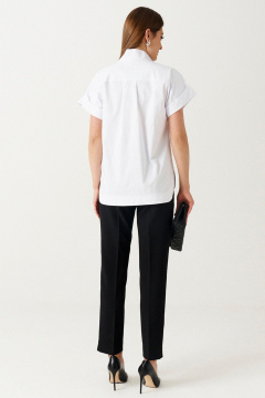 Свободная блуза из натурального полотна с воротником Ketty К-14940 белый - фото 4