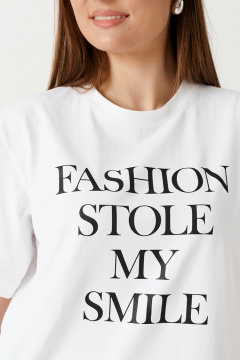 Футболка классического кроя с дизайнерским принтом Ketty К-17940 молочный - фото 3