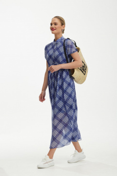 Легкое шифоновое платье в бело-синих тонах Твой имидж 1891 синий - фото 5