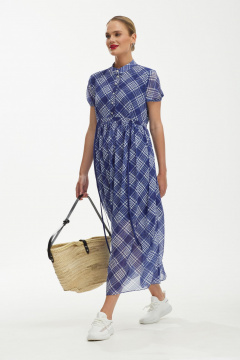 Легкое шифоновое платье в бело-синих тонах Твой имидж 1891 синий - фото 2