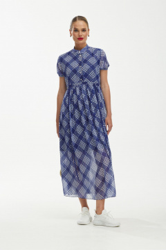 Легкое шифоновое платье в бело-синих тонах Твой имидж 1891 синий - фото 1