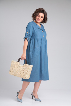 Платье из джинса с карманами и рукавом 3/4 Michel chic 2166 деним - фото 4