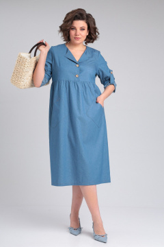 Платье из джинса с карманами и рукавом 3/4 Michel chic 2166 деним - фото 1