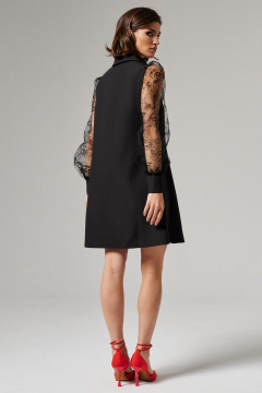 Платье мини с рукавами-летучками иоротом рубашечного типа Панда 69683w черный - фото 2