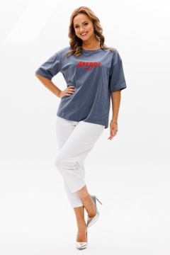 Футболка свободного кроя из хлопкового трикотажа с вышивкой Condra 16252 - фото 1