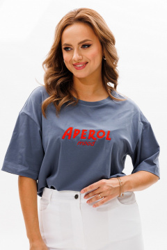 Футболка свободного кроя из хлопкового трикотажа с вышивкой Condra 16252 - фото 2