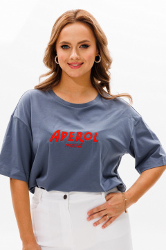 Футболка свободного кроя из хлопкового трикотажа с вышивкой Condra 16252 - фото 3