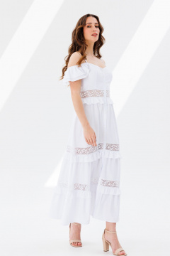 Сарафан из фактурной ткани с кружевными вставками ANIDEN 10-1 белый - фото 3
