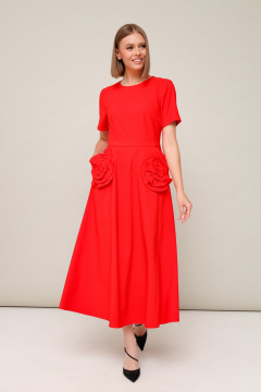 Нарядное летнее платье с наклонными карманами из ткани с цветочным принтом PUR PUR 11-297 - фото 1