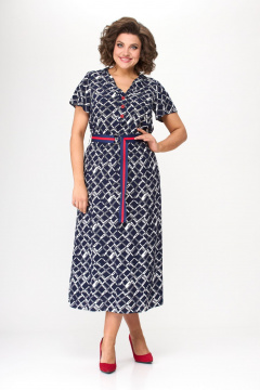 Летнее платье из штапеля с контрастной пуговицей и разрезами Bonna Image 927 диагональ - фото 1