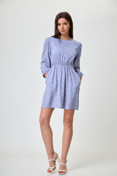 Романтичное воздушное платье из вискозы с резинкой и съемным воротником Anelli 1353 мимоза - фото 4