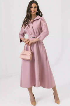 Платье свободного кроя с асимметричным низом Мастер Мод 672б пудра - фото 3