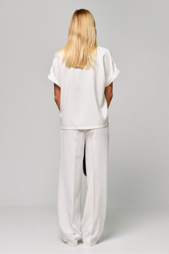 Блуза летняя с коротким рукавом и отстроченной планкой THE NAME 2293 молочный - фото 4