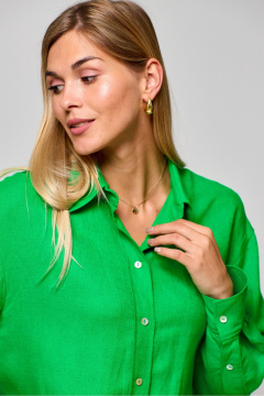 Леновая рубашка свободного кроя с воротником-стойкой THE NAME 2299 - фото 2