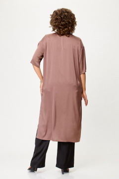 Демисезонная рубашка свободного кроя из шелка Avenue 0326-1 капучино - фото 5