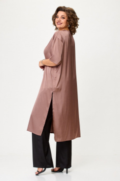 Демисезонная рубашка свободного кроя из шелка Avenue 0326-1 капучино - фото 4