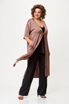 Демисезонная рубашка свободного кроя из шелка Avenue 0326-1 капучино - фото 2