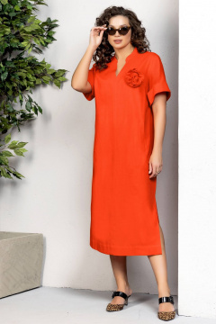 Платье в бохо стиле с разрезами и съемным цветком Gold Style 2611 оранжевый - фото 1