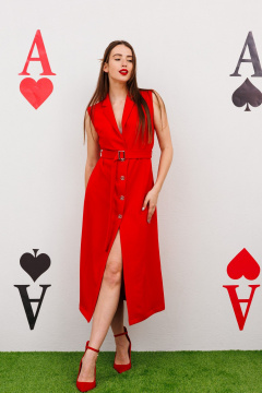 Платье-жилет макси с зашитыми швами и поясом NikVa 490-3 красный - фото 2