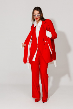 Трехпредметный летний костюм из текстиля с жилетом NikVa 506-2 красный - фото 2