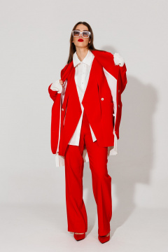 Трехпредметный летний костюм из текстиля с жилетом NikVa 506-2 красный - фото 1