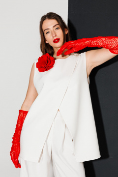 Красная украшение-бронь ручной работы в виде объемного цветка NikVa 546-1 красный - фото 3