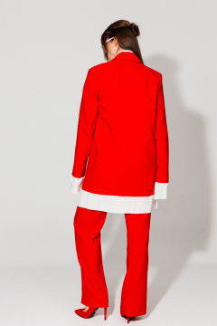 Костюм 3-ка из текстиля с приталенным жакетом и брюками NikVa 548-1 красный - фото 4