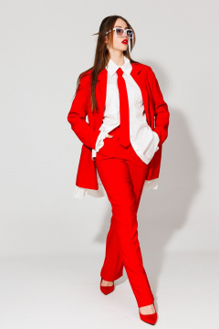 Жакет прямого силуэта из текстиля на лето с пуговицами NikVa 549-1 красный - фото 4