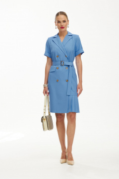 Голубое платье из текстиля с складками и декором Твой имидж 1847 голубой - фото 4