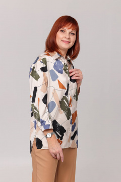 Белая блуза прямого силуэта с воротником рубашечного типа Соджи 612 молочный - фото 5