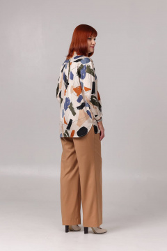 Белая блуза прямого силуэта с воротником рубашечного типа Соджи 612 молочный - фото 4