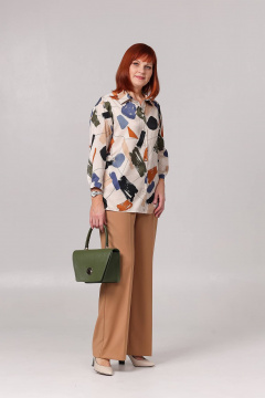 Белая блуза прямого силуэта с воротником рубашечного типа Соджи 612 молочный - фото 3