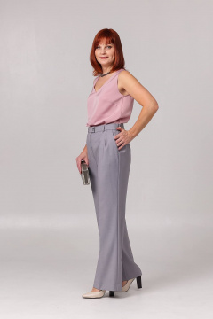 Брюки прямые из текстиля с карманами и складками Соджи 614 серый - фото 2