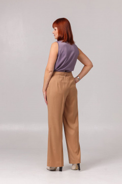 Брюки прямые из текстиля с карманами и складками Соджи 614 песочный - фото 3